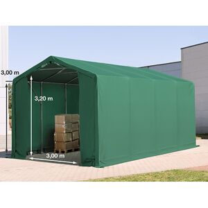 TOOLPORT 4x8 m tendostruttura, altezza 3,0m porta a cerniera, PVC 850, verde scuro, con statica (sottofondo in terra) - (93842)