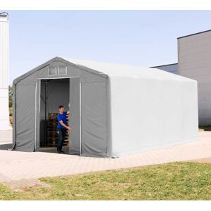 TOOLPORT 6x8 m tendostruttura, altezza 3,0m porta scorrevole, PVC 850, grigio, con statica (sottofondo in terra) - (93877)