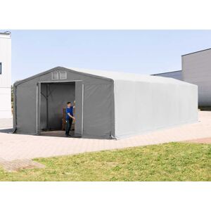 TOOLPORT 8x12 m tendostruttura, altezza 3,0m porta scorrevole, PVC 850, grigio, con statica (sottofondo in terra) - (93923)