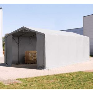 TOOLPORT 6x10 m tendostruttura, altezza 3,0m porta a cerniera, PRIMEtex 2300, grigio, con statica (sottofondo in terra) - (93969)
