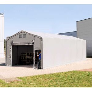 TOOLPORT 5x12 m tendostruttura, altezza 3,0m porta a pacchetto, PVC 850, grigio, con statica (sottofondo in cemento) - (94098)