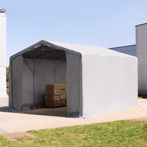 TOOLPORT 6x6 m tendostruttura, altezza 3,0m porta a cerniera, PVC 850, grigio, con statica (sottofondo in cemento) - (94106)