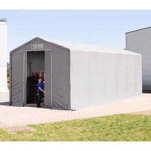 TOOLPORT 6x12 m tendostruttura, altezza 4,0m porta scorrevole, PVC 850, grigio, con statica (sottofondo in cemento) - (94133)