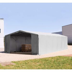 TOOLPORT 8x12 m tendostruttura, altezza 3,0m porta a cerniera, PVC 850, grigio, con statica (sottofondo in cemento) - (94155)