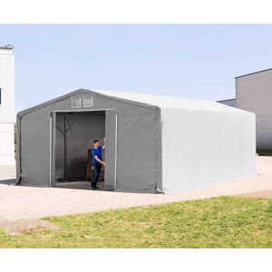 TOOLPORT 8x8 m tendostruttura, altezza 3,0m porta scorrevole, PRIMEtex 2300, grigio, con statica (sottofondo in cemento) - (94214)