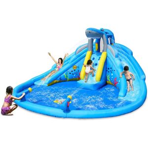 happyhop Castello Giostra Gonfiabile Acquatico Shark Splash Center con Pompa Happy Hop...