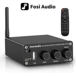 Fosi Audio Bluetooth TPA3116 Amplificatore di potenza audio 2.1CH 100W Mini HiFi Classe D Amp Bassi Alti con telecomando U-Disk BL20A Con alimentatore