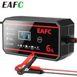 EAFC 12V 8A 6A Caricabatteria intelligente LCD Carica automatica di riparazione a impulsi per caricabatteria per auto moto GEL AGM Batteria 12V 6A