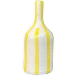 Vaso artigianale a bottiglia giallo a righe