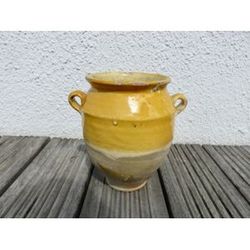 Vaso per la conservazione degli alimenti, in terracotta smaltata gialla, Francia sud-occidentale, fine XIX secolo.