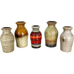 Set di 5 vasi vintage in argilla lavica per Scheurich, Germania anni & 39;70