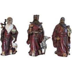 Set di Figure in Ceramica Cinese Qualità Museo – Fu Lu Shou – Jingdezhen c. 1900–1940