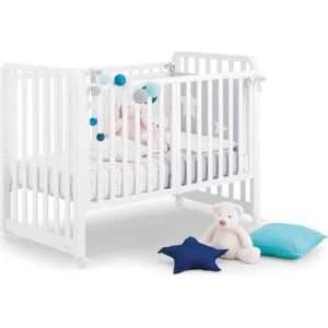 azzurra design Ltglambn Lettino Culla Neonato In Legno Con Ruote Colore Bianco Con Set Tessile Grigio - Glam