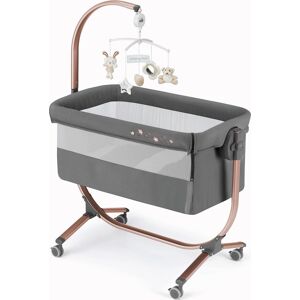 925 T163 Lettino Culla Neonato Da Campeggio, Viaggio, Portatile Fianco Letto Per Co-Sleeping Con Ruote Colore Antracite - Cullami