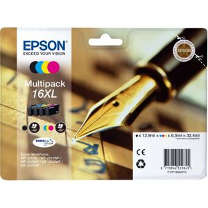 C13t16364010 Cartuccia Originale Inkjet Nero Per Stampante Multifunzione Epson Wf2010/2510 Confezione 4 Pezzi - C13t16364010 16xl