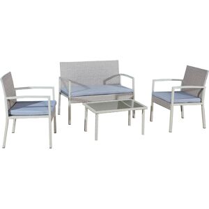 lifeingarden Un-052 Tavolo E Sedie Da Giardino Set Tavolo Rettangolare Con 2 Sedie E Panca 2 Posti Polyrattan Colore Grigio - Un-052 Eurialo