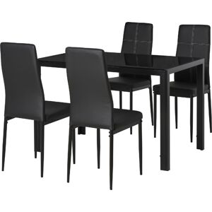 dechome 835d55bk Set Da Pranzo 4 Sedie Imbottite E 1 Tavolo 4 Persone Nero - 835d55bk