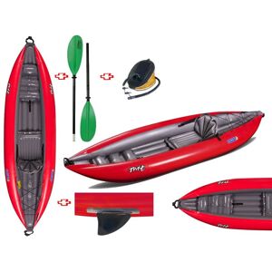Gumotex Canoa Gonfiabile Twist1 Rosso Con Pinna 043948-R (5c/11c) + Pagaia Touring-2 Div. In 2 Parti + Pompa