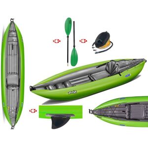 Gumotex Canoa Gonfiabile Twist1 Verde Con Pinna 043948-G (1c/11c) + Pagaia Touring-2 Div. In 2 Parti + Pompa