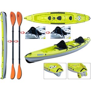 Tahe - Bic Sport Canoa Rigida Borneo Pack Lime/grey 112844 + 2 Pagaie Touring-1 Fissa + 2 Schienalini Standard Tahe / Bic Sport