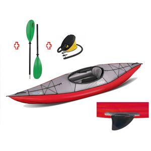 Gumotex Canoa Gonfiabile Swing 1 Rosso Con Pinna 043910-R (5c/11c) + Pagaia Touring-2 Div. In 2 Parti + Pompa