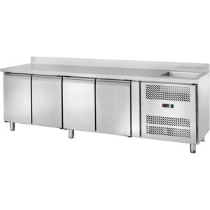 Amitek Banco Refrigerato Ventilato GN1/1 con Lavello - 4 Porte - Capacità Lt 553 - Temp