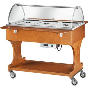 FORCAR Espositore Termico Bagnomaria in Legno CL2777N - 2 Mensole Pieghevoli - N° 3 Bac