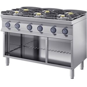 INOX BIM Cucina Inox a Gas Fiamma Libera 6 Fuochi Cm. 120 x 90 x 85/90 h