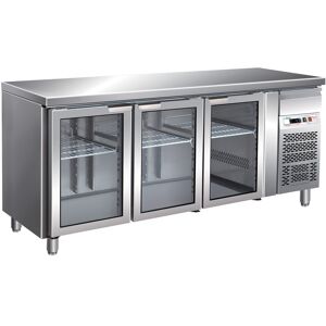 FORCAR Tavolo Refrigerato 3 Porte in Vetro GN 1/1 Ventilato Cm 179,5 x 70 x 85/95 h con