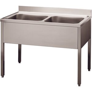 INOX BIM Lavatoio in Acciaio Inox con Basamento 2 Vasche, Profondità 70