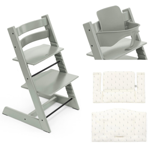 Stokke Promo Tripp Trapp con Cuscino e Baby Set Glacier Green - Wheat Cream