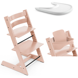 Stokke Promo Tripp Trapp e Vassoio con Baby Set Serene Pink - White