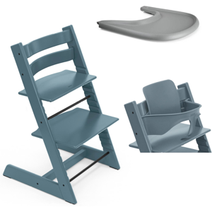 Stokke Promo Tripp Trapp e Vassoio con Baby Set OMAGGIO Fjord Blue - Storm Grey