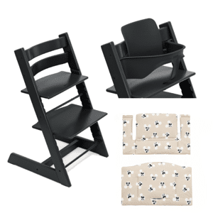 Stokke Promo Tripp Trapp con Cuscino e Baby Set Black - Mickey Signature