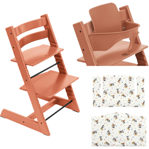 Stokke Promo Tripp Trapp con Cuscino e Baby Set Terracotta - Mickey Celebration