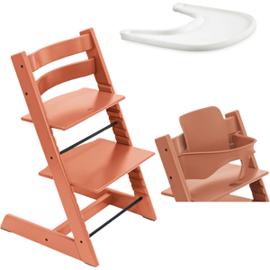 Stokke Tripp Trapp e Vassoio con Baby Set 2 Terracotta - White