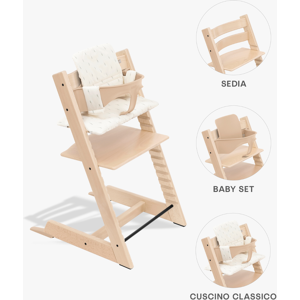 Stokke Kit Tripp Trapp con Cuscino e Baby Set 2 Natural - Wheat Cream