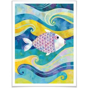 Wall-Art Poster Sprookje artprints de kleine vis (1 stuk) multicolor 50 cm x 60 cm x 0,1 cm