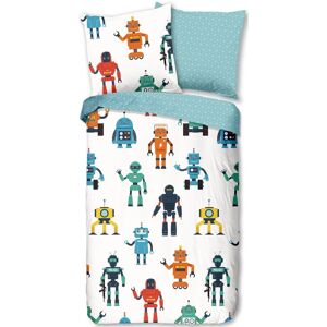 good morning Tweezijdig te gebruiken overtrekset Robots Katoen, 135x200, Rits, Omkeerbaar, Kind, Jongens, Robot (2-delig) wit