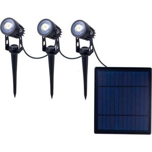 näve Ledsolarlamp Spoti 3 ledspots op zonne-energie met een grondpen incl. zonnepaneel snoer 6m (1 stuk) zwart