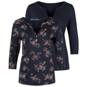 Lascana Shirt met 3/4-mouwen in modieuze blouse-look (Set van 2) blauw 32/34;36/38;40/42;44/46;48/50