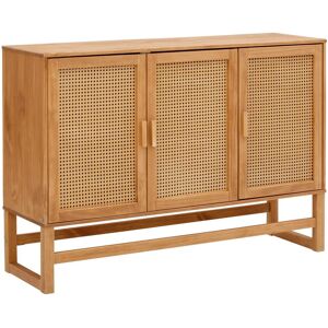 Home affaire Dressoir Linz Commode met rotan vlechtwerk op de deurfronten, van massief hout bruin 128x38x90 cm