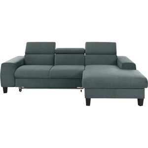 COTTA Hoekbank Morven L-vorm met hoofdeindeverstelling keuze met bedfunctie, bedlade & draadloze oplader grijs Platweefsel