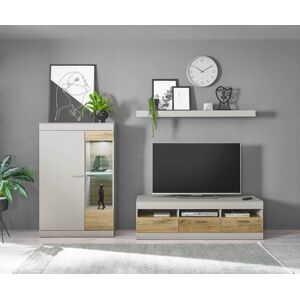 INOSIGN Wandmeubel SCARA trendy kleur met applicatie tineiken decor, met soft-closefunctie (3-delig) grijs