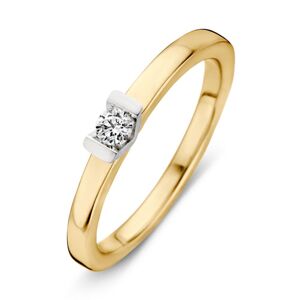 Excellent Jewelry Vlakke Geelgouden Ring met V-vorm en Zirkonia Bicolor 19mm female