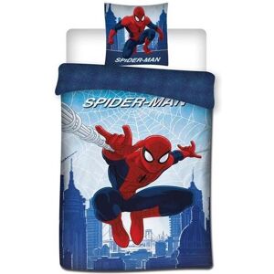 Spiderman Spider-Man Dekbedovertrek shoot a web- 140 x 200 cm - Polykatoen lichtblauw/rood