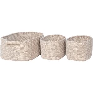 Teixo Basket - Basket, cotton, beige, set of 3