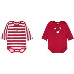 KANZ Baby romper, 2 stuks, met kruisknopen (80, Rood/wit)