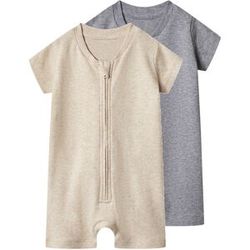 lupilu Set van 2 baby pyjama's (beige/grijs, 50/56)