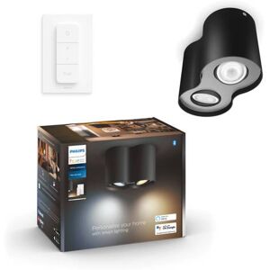 Philips Hue Pillar opbouwspot - warm- tot koelwit licht - 2 spots - zwart - 1 dimmer switch - GU10 000
